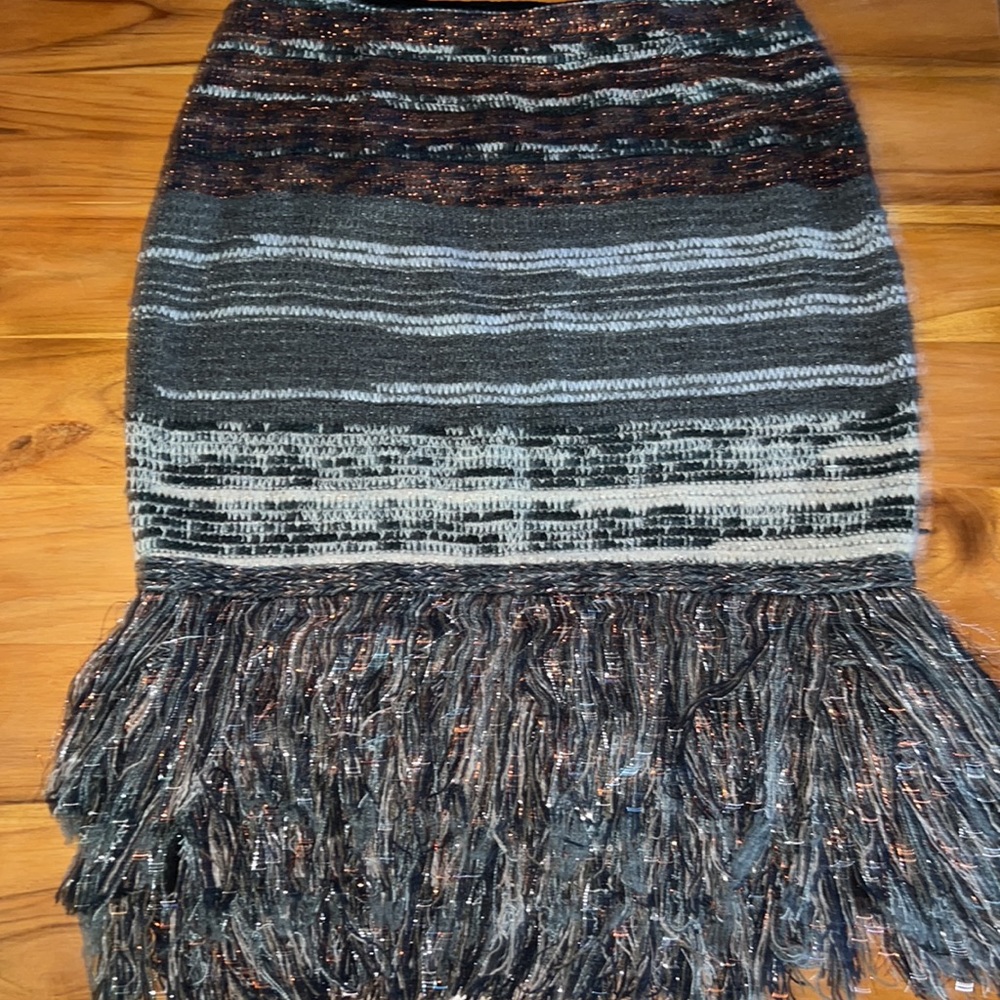 Anthropologie Cecelia Prado Glinted Fringe Sweater Skirt M